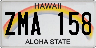 HI license plate ZMA158