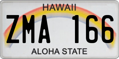 HI license plate ZMA166