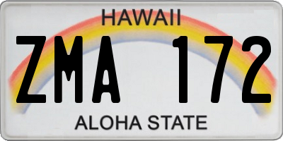 HI license plate ZMA172