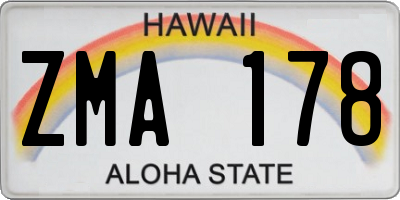 HI license plate ZMA178