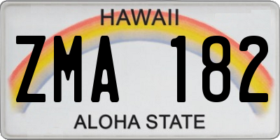 HI license plate ZMA182