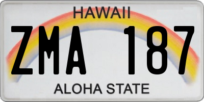 HI license plate ZMA187