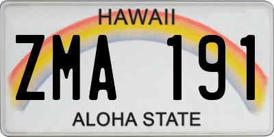 HI license plate ZMA191