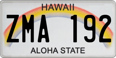 HI license plate ZMA192