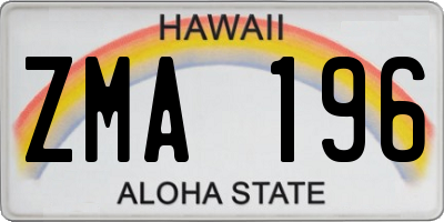 HI license plate ZMA196