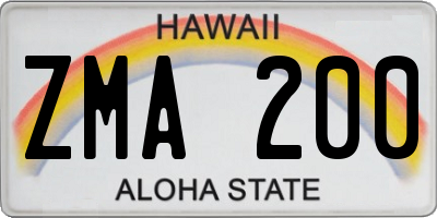 HI license plate ZMA200
