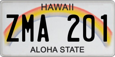 HI license plate ZMA201