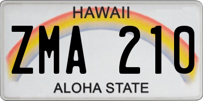 HI license plate ZMA210