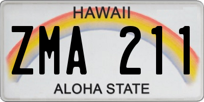 HI license plate ZMA211