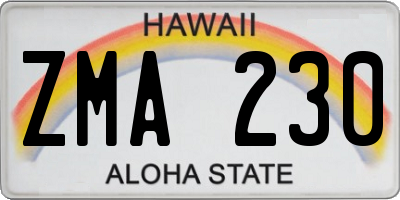 HI license plate ZMA230