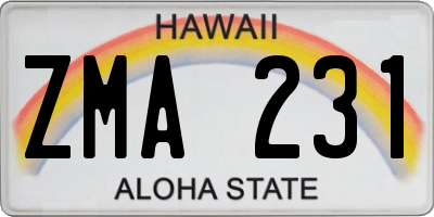 HI license plate ZMA231