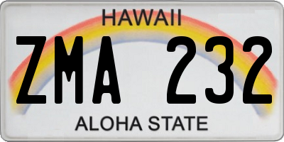 HI license plate ZMA232