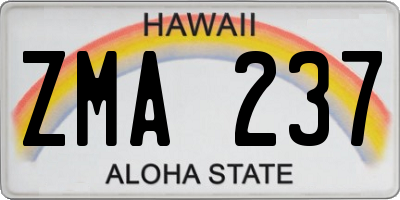 HI license plate ZMA237