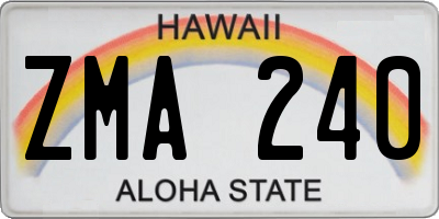HI license plate ZMA240
