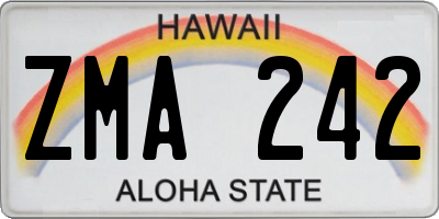 HI license plate ZMA242