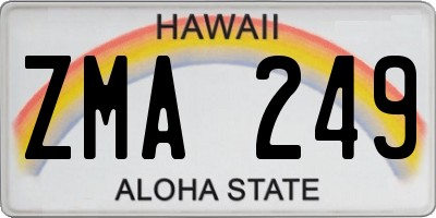 HI license plate ZMA249