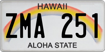 HI license plate ZMA251