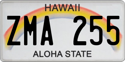 HI license plate ZMA255