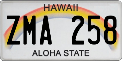 HI license plate ZMA258