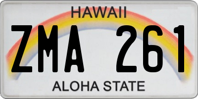 HI license plate ZMA261