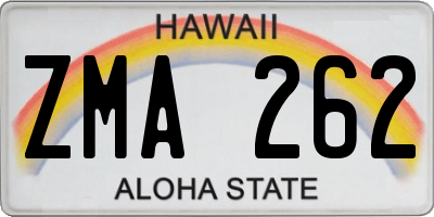 HI license plate ZMA262