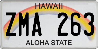HI license plate ZMA263