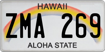 HI license plate ZMA269
