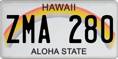 HI license plate ZMA280