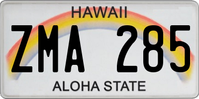 HI license plate ZMA285