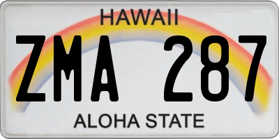 HI license plate ZMA287