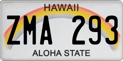 HI license plate ZMA293