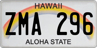 HI license plate ZMA296