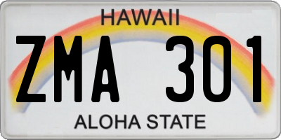HI license plate ZMA301