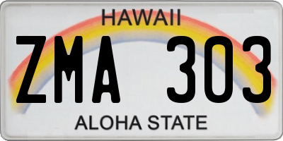 HI license plate ZMA303