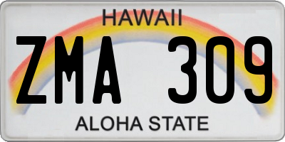 HI license plate ZMA309