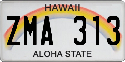 HI license plate ZMA313