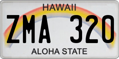 HI license plate ZMA320