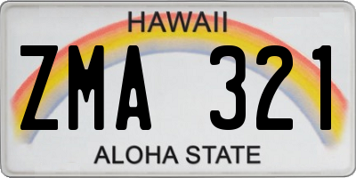 HI license plate ZMA321