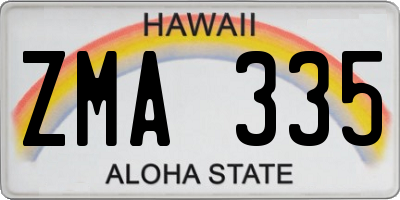 HI license plate ZMA335