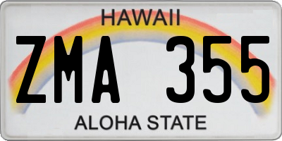 HI license plate ZMA355