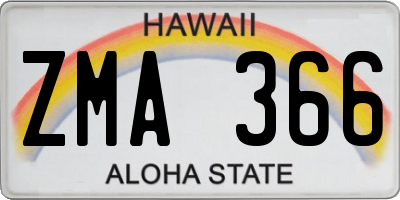 HI license plate ZMA366