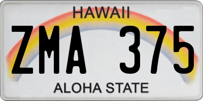 HI license plate ZMA375