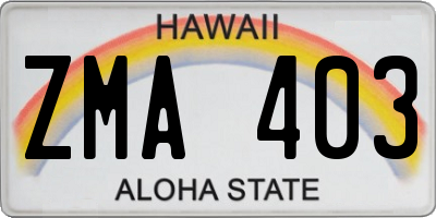 HI license plate ZMA403