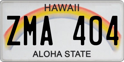 HI license plate ZMA404