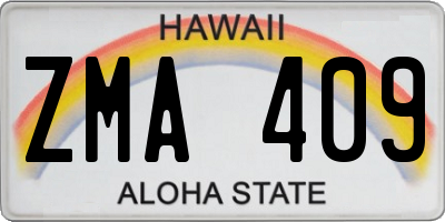 HI license plate ZMA409
