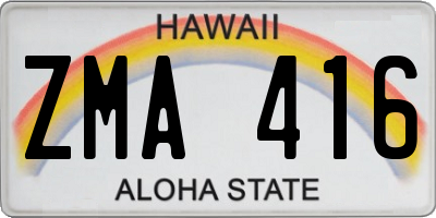 HI license plate ZMA416