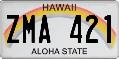 HI license plate ZMA421