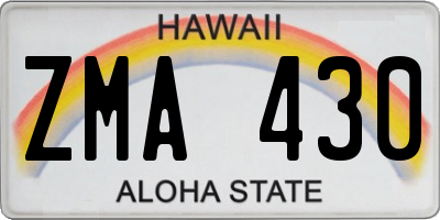 HI license plate ZMA430