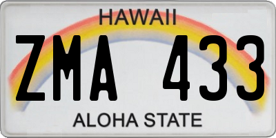 HI license plate ZMA433