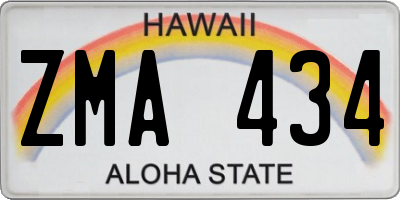 HI license plate ZMA434